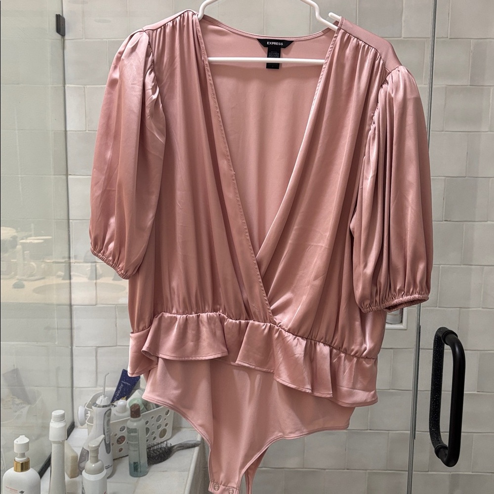 Express Blush Satin Top body suite size xl